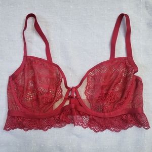 NWOT Adore Me red lace nude mesh bra